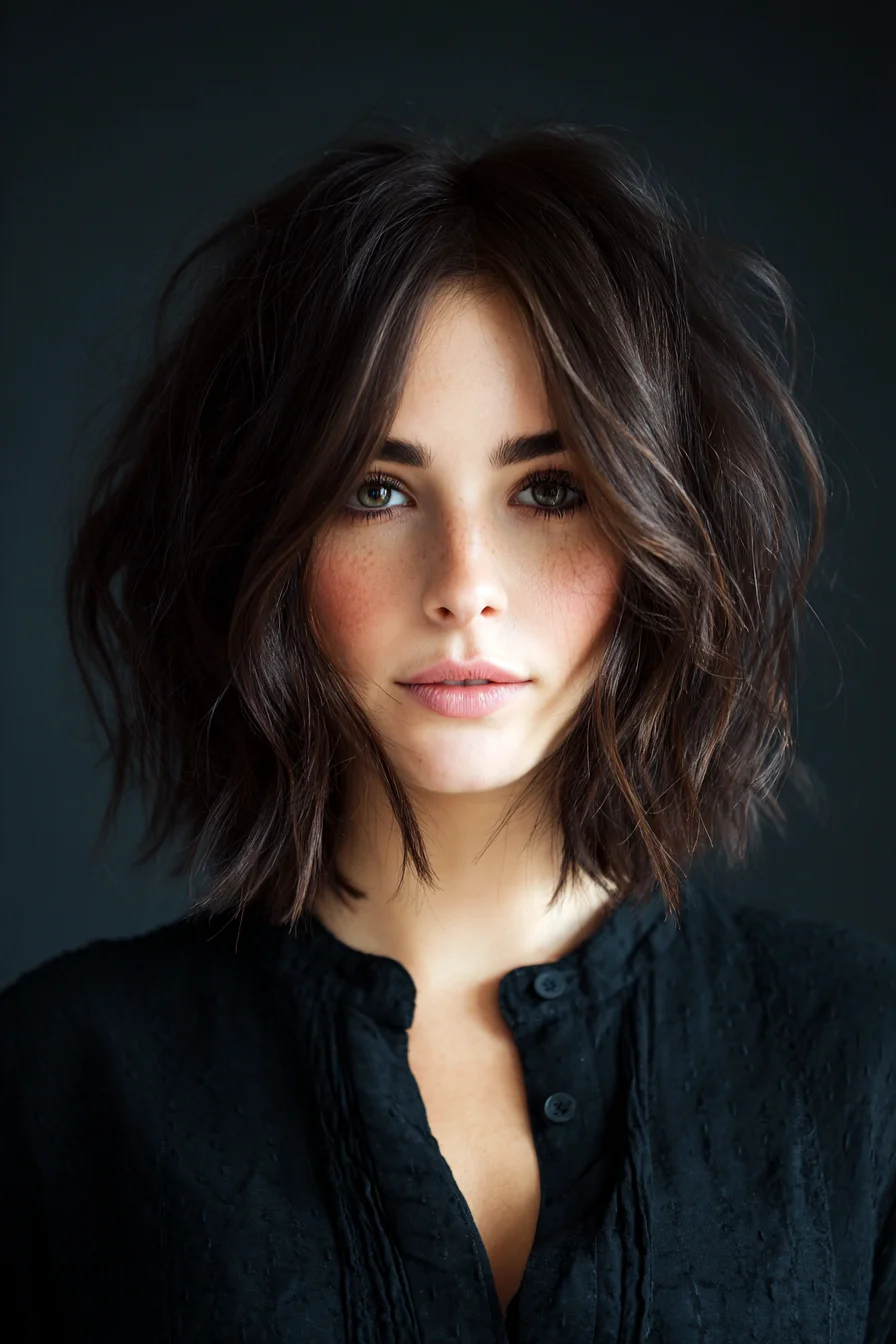 Textured Tousled Bob with Curtain Face‑Framing Layers