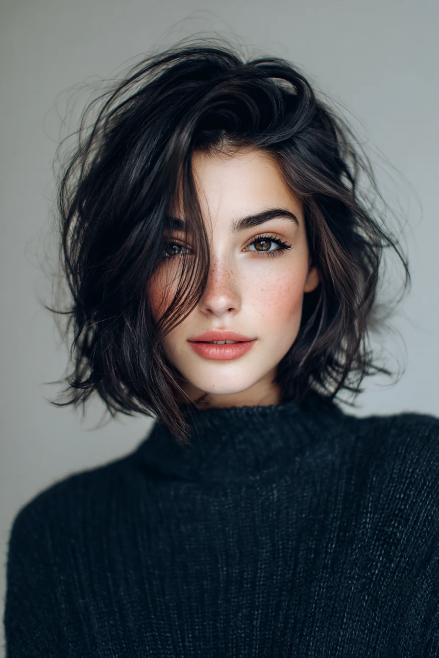 Textured Tousled Chin-Length Bob with Face-Framing Layers