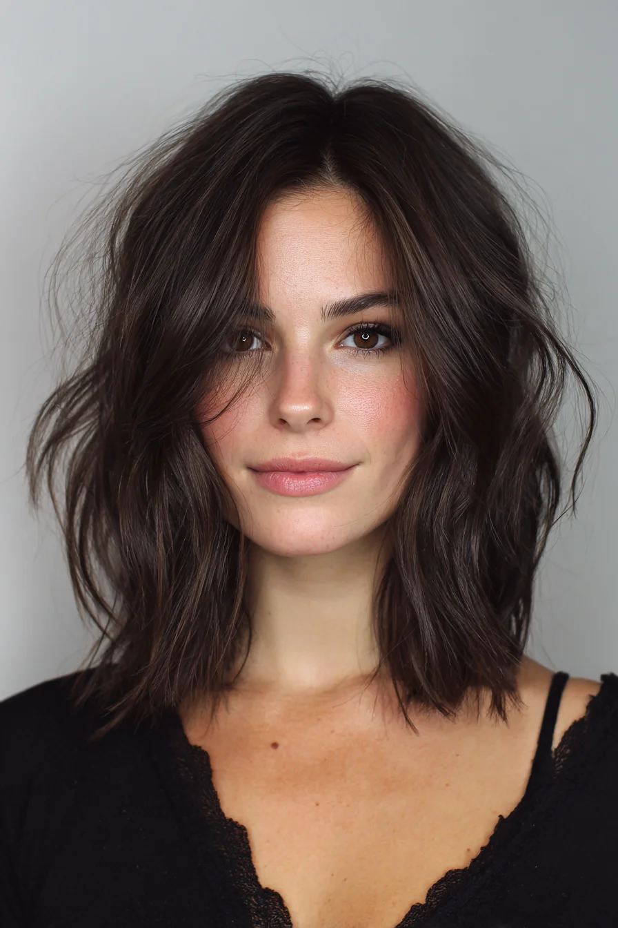 Textured Tousled Lob with Face‑Framing Layers