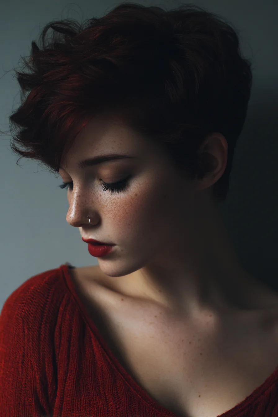 Textured Tousled Pixie Cut — Short Layered Fringe for Fine to Medium Hair