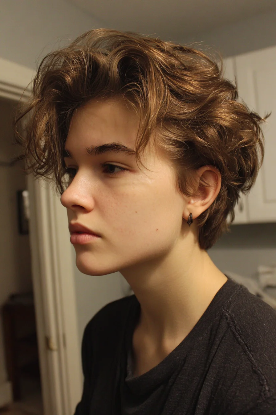 Textured Tousled Short Layered Pixie for Wavy to Straight Hair