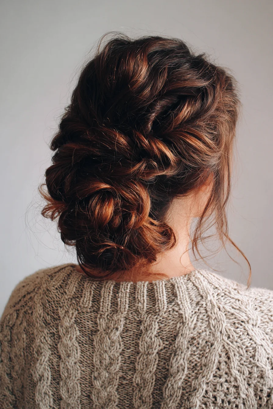 Textured Twisted Low Bun Updo — Loose Romantic Messy Hairstyle