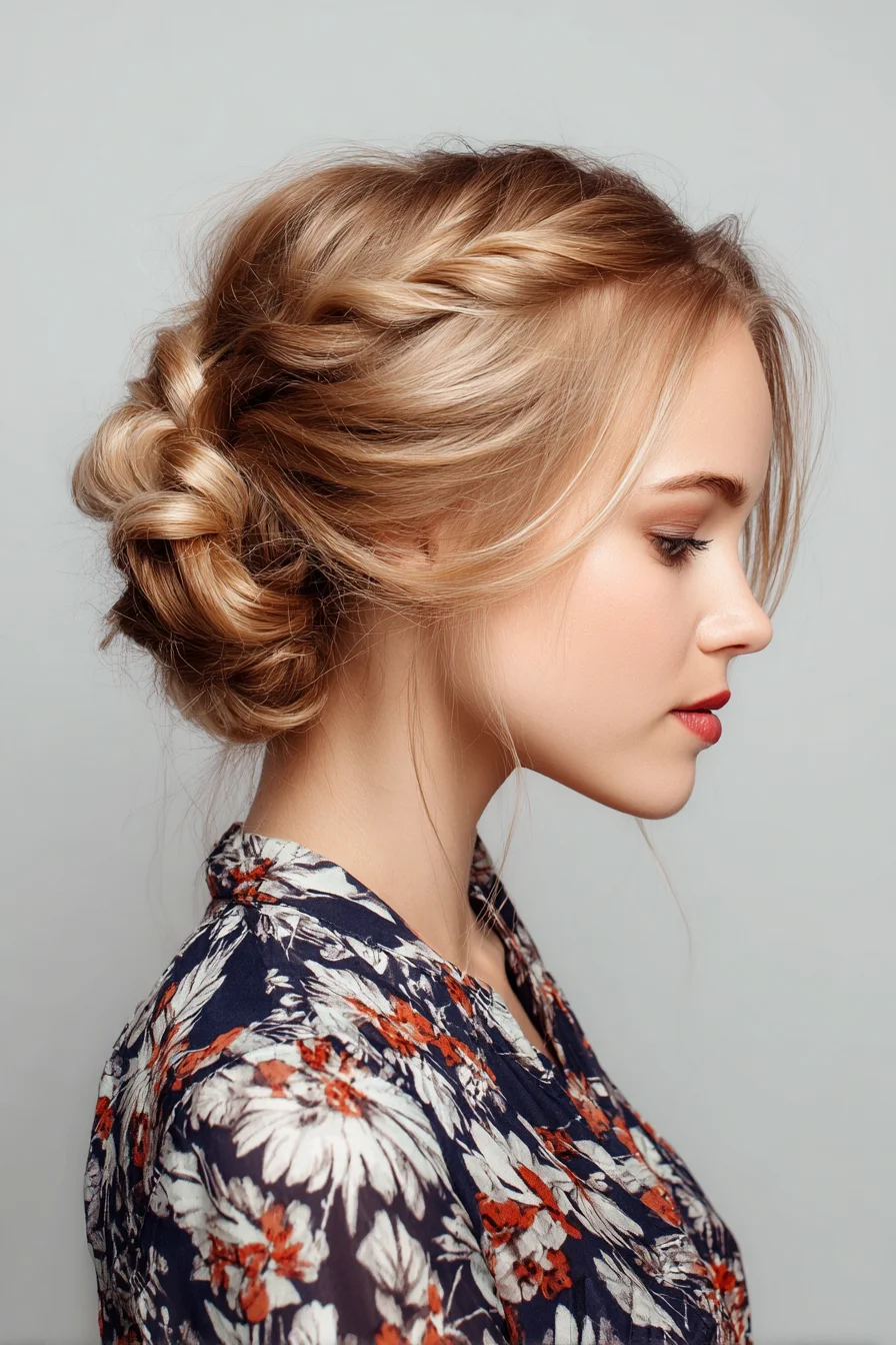Textured Twisted Low Bun with Soft Face‑Framing Pieces