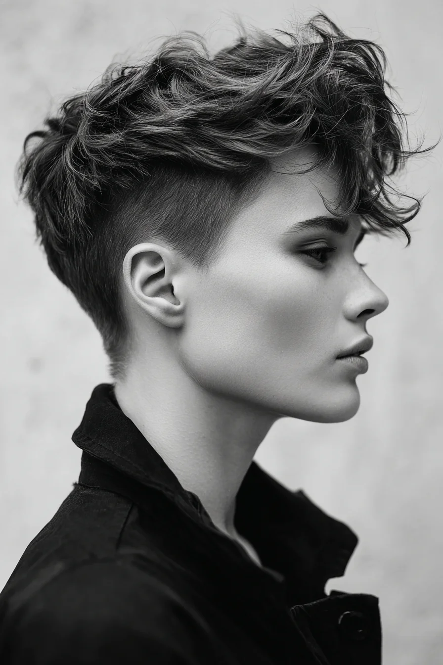 Textured Wavy Pixie with Tapered Undercut