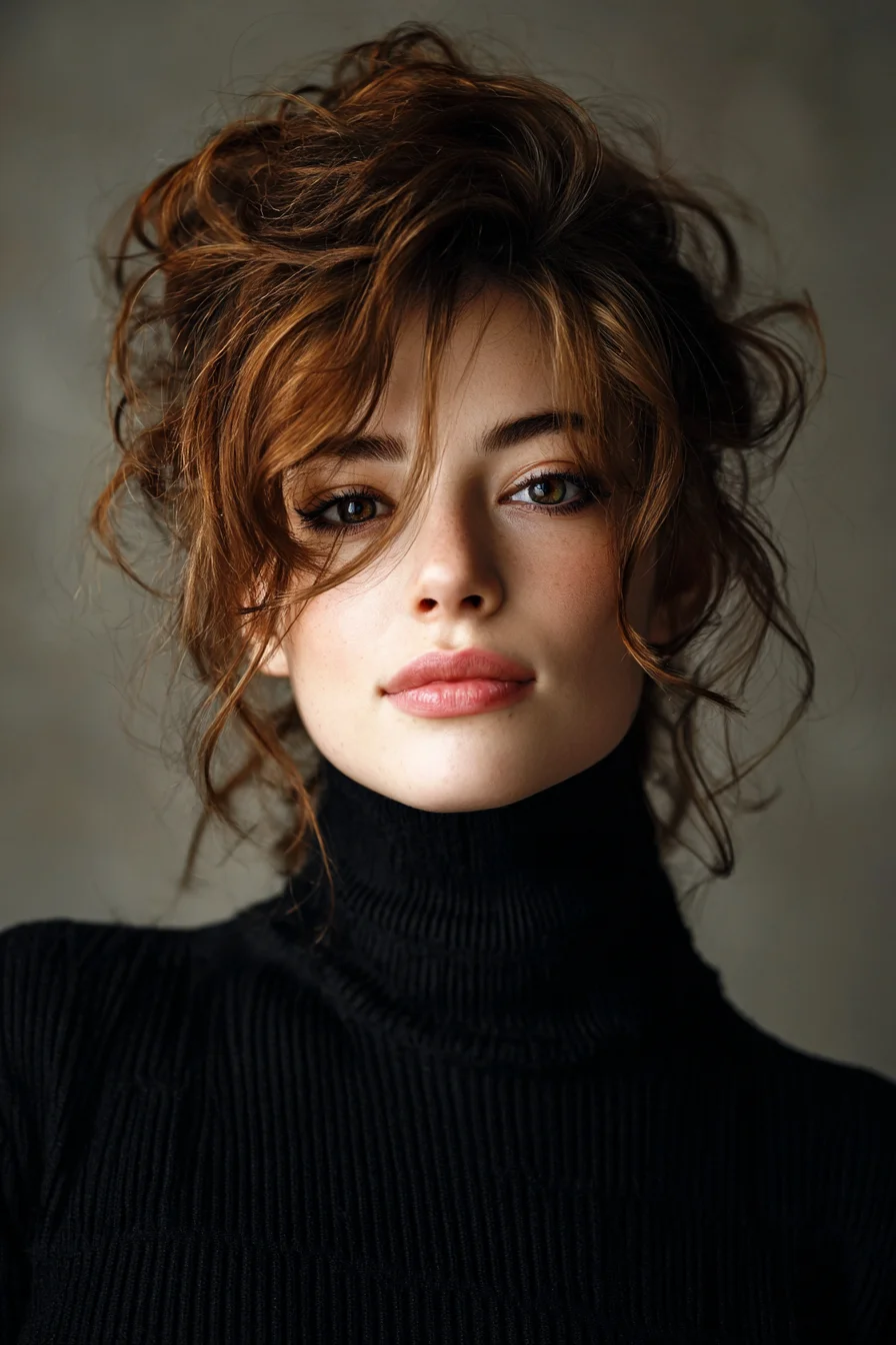 Tousled Textured Updo with Face-Framing Pieces