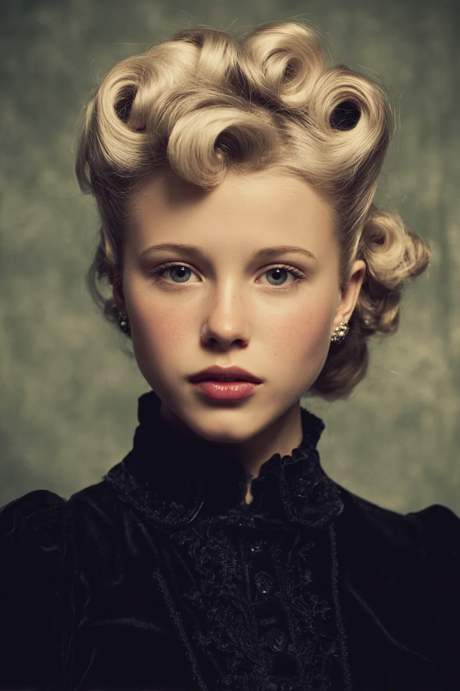 Vintage Pin Curls and Sculpted Victory Rolls for Short to Medium Hair