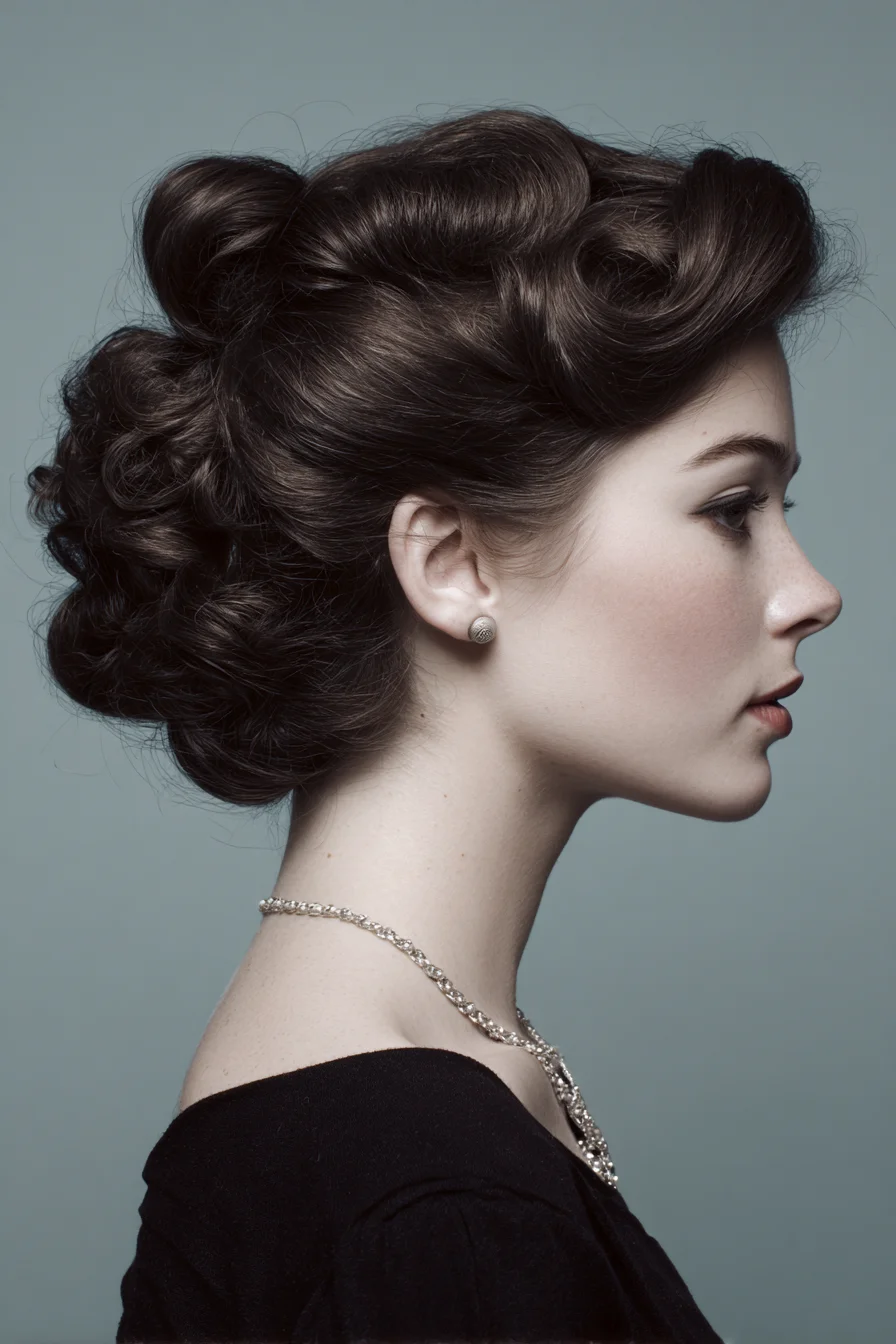 Vintage Rolled Updo with Textured Low Bun
