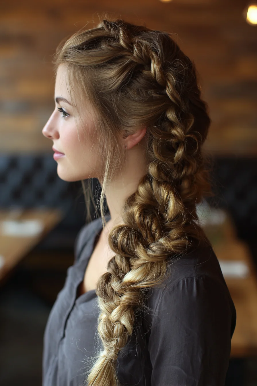 Voluminous Boho Side Dutch-to-Fishtail Braid for Long Hair