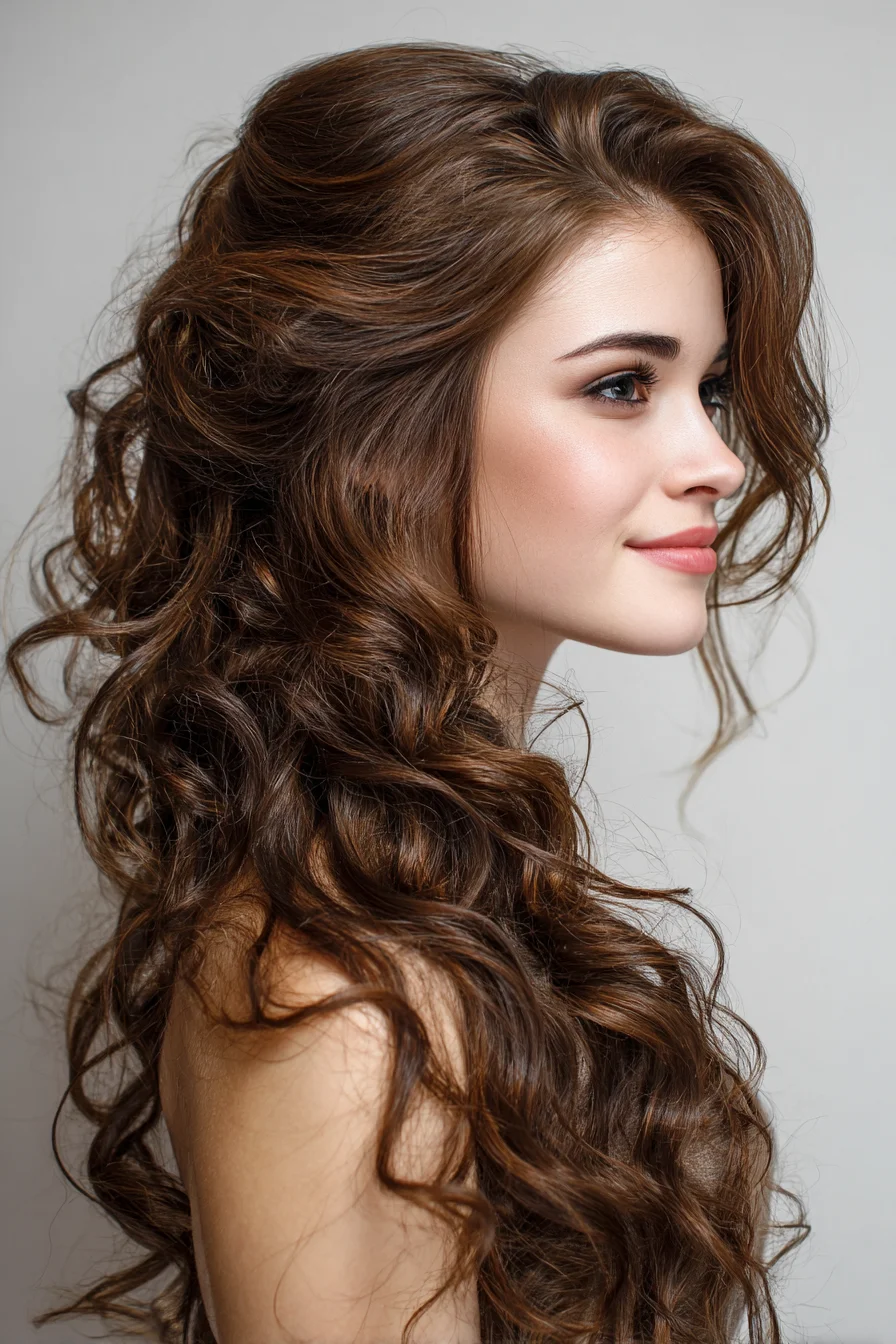 Voluminous Loose Curls with Soft Half‑Up Lift