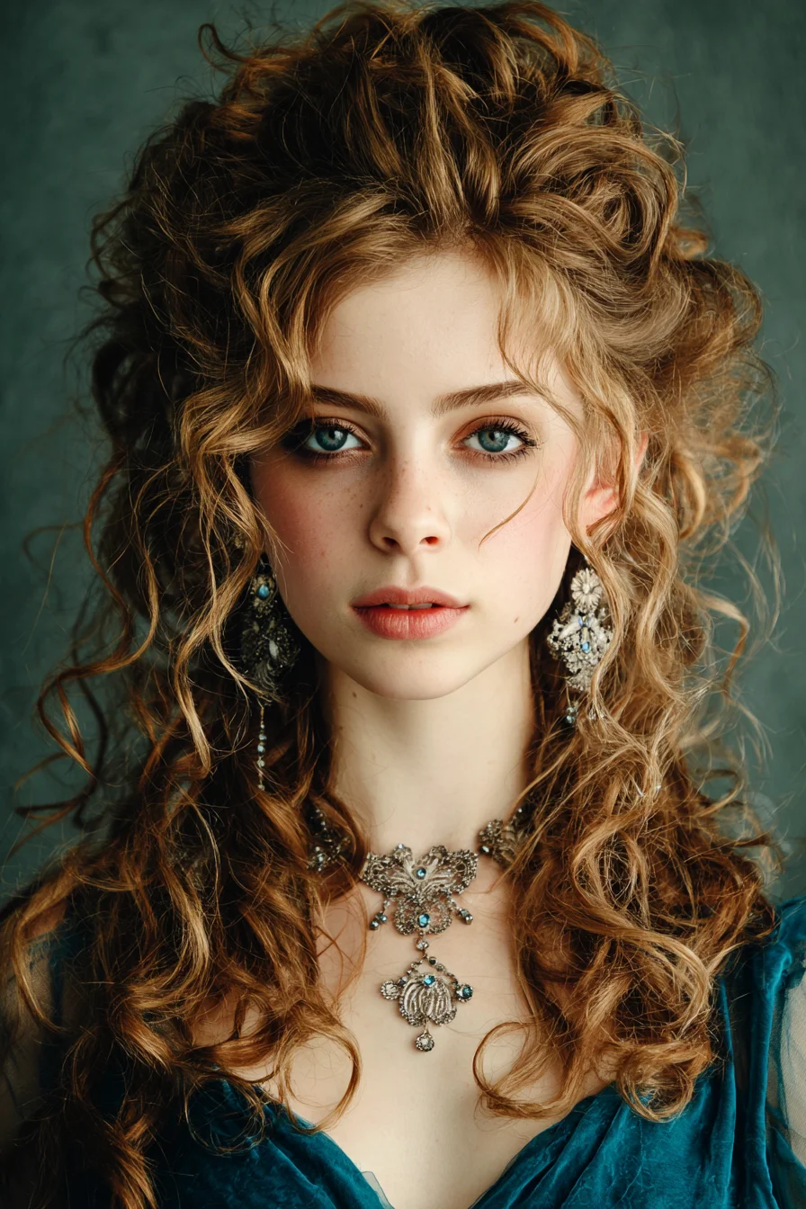 Voluminous Romantic Half-Up Curls — Textured Vintage-Inspired Updo