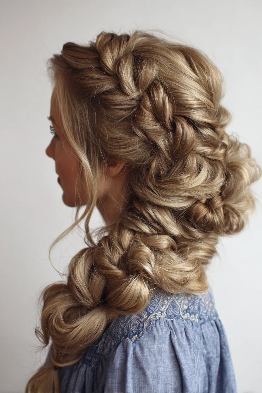 Voluminous Side Pull-Through Braid with Romantic Loose Waves
