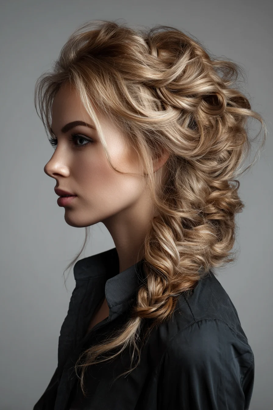 Voluminous Textured Fishtail–French Hybrid Braid for Medium–Long Hair