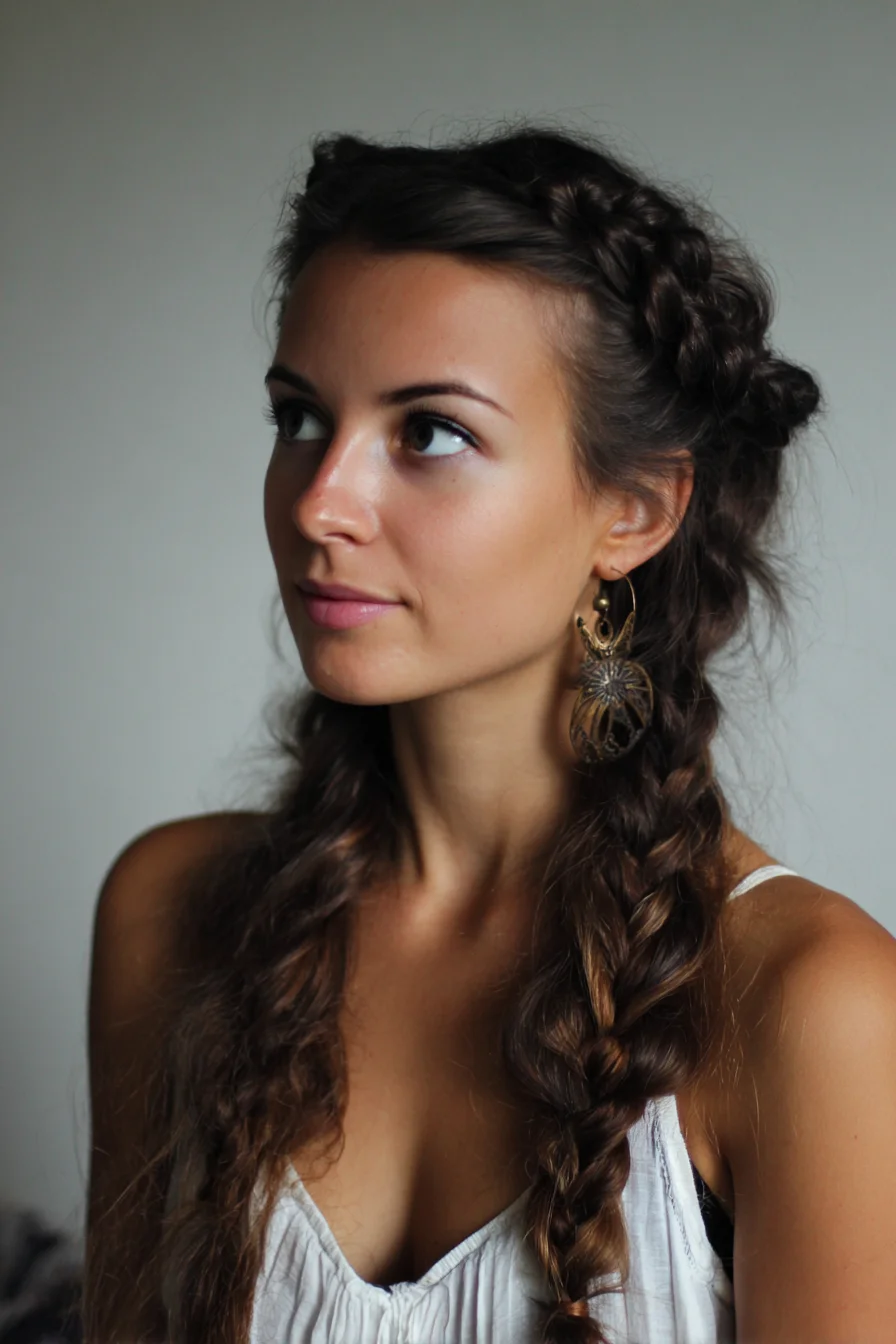 Boho Double Dutch Braids with Crown Wrap — Textured Long Hair Style