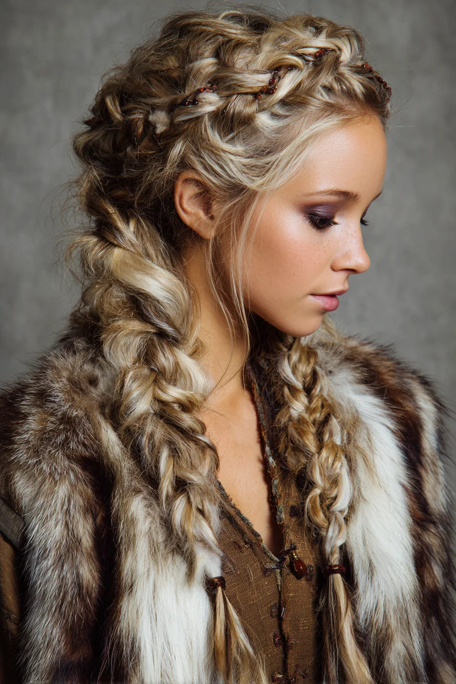Boho Double Dutch Crown Braids with Chunky Textured Ends