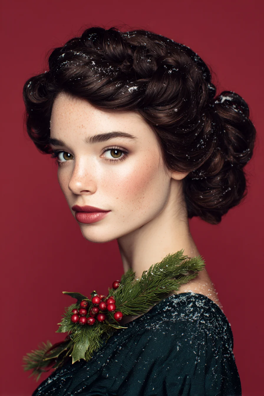 Braided Crown Updo with Low Twisted Bun