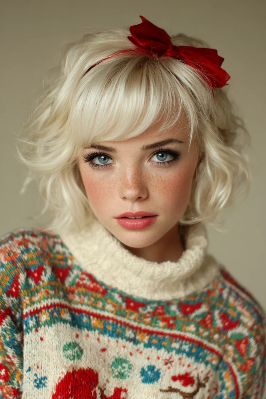 Chic Short Blonde Bob with Face‑Framing Bangs and Soft Waves