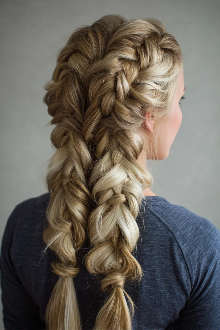 Chunky Double Dutch Braids — Voluminous Braided Style for Long Hair