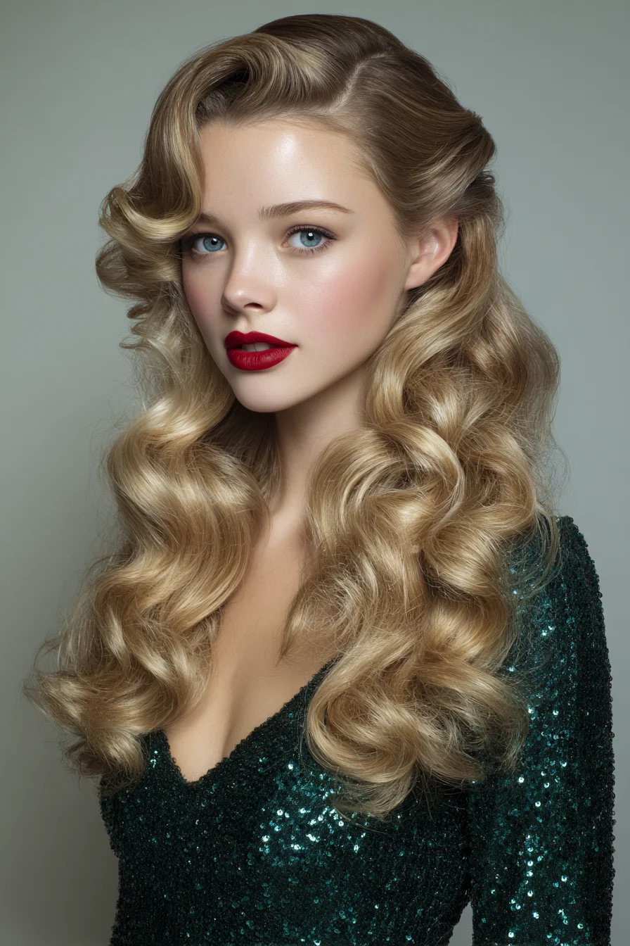Classic Hollywood Waves — Long Blonde Retro Glam
