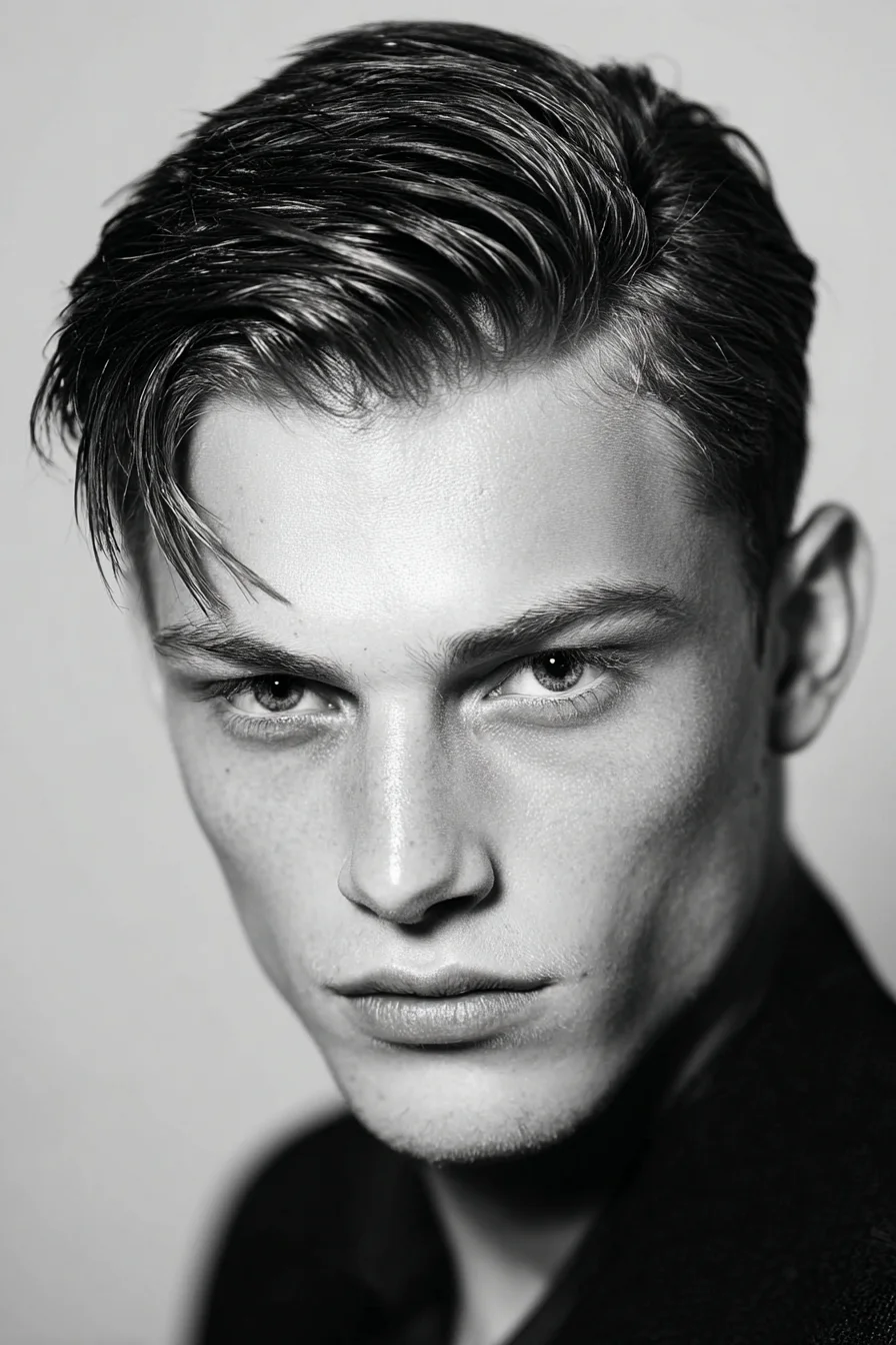 Classic Textured Side-Swept Men’s Cut — Medium Top with Tapered Sides