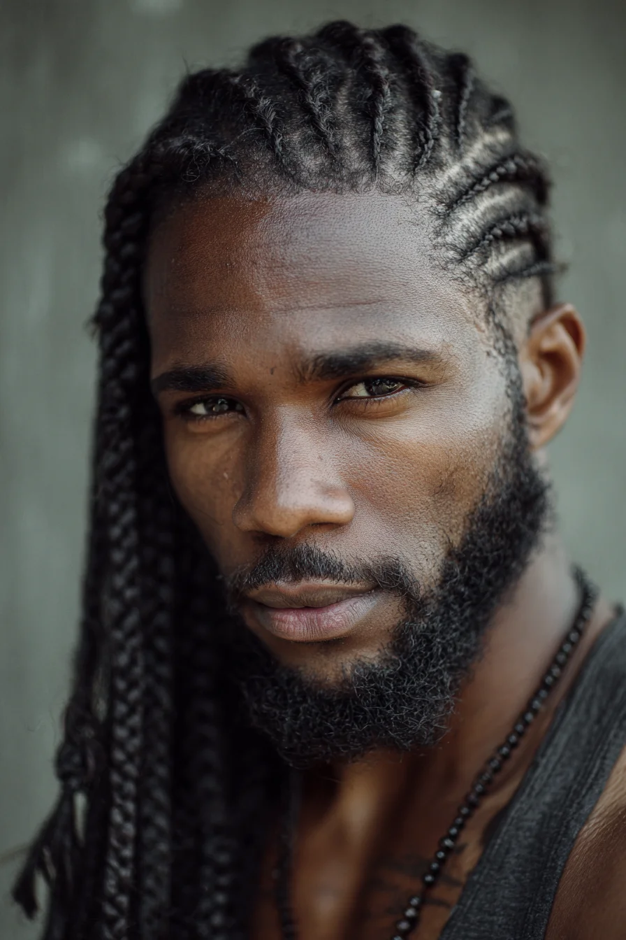 Cornrow-to-Box-Braid Side Sweep — Long Braids for Type 3–4 Hair