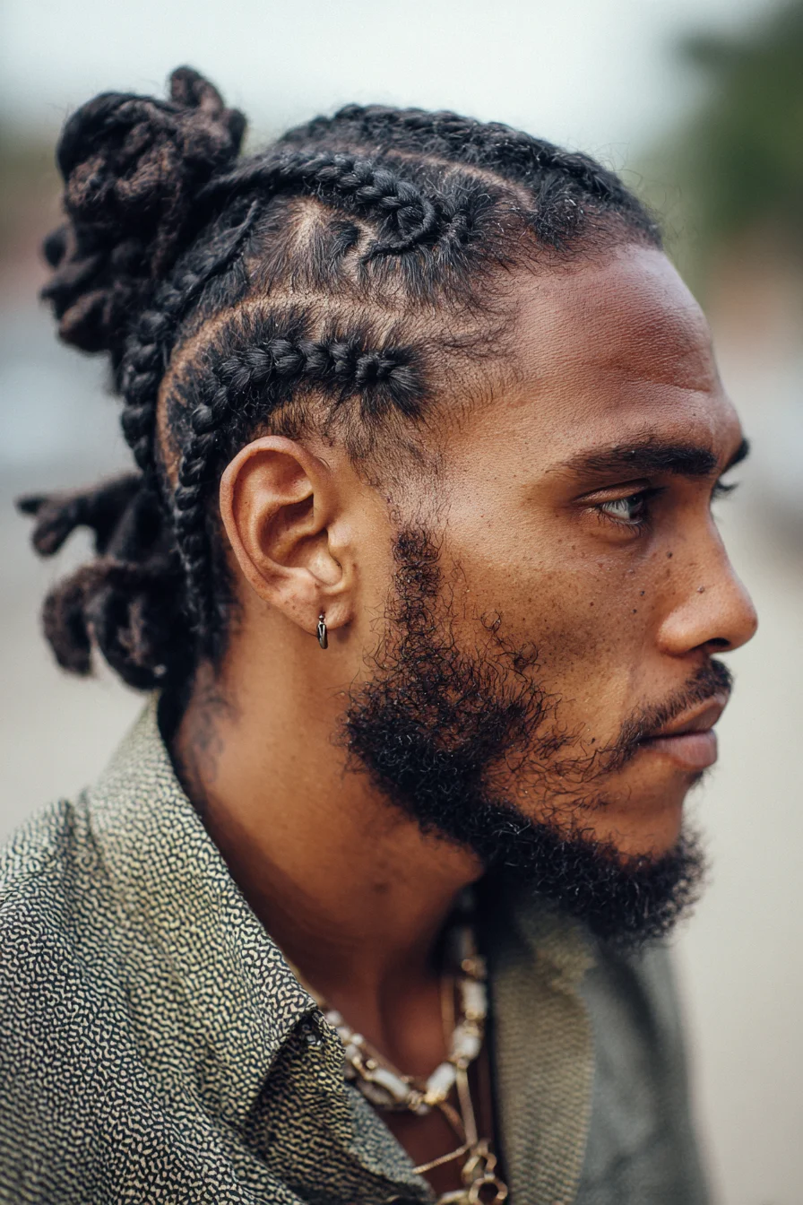 Cornrows Into Mini Twist Buns — Natural/Coily Mens Protective Style