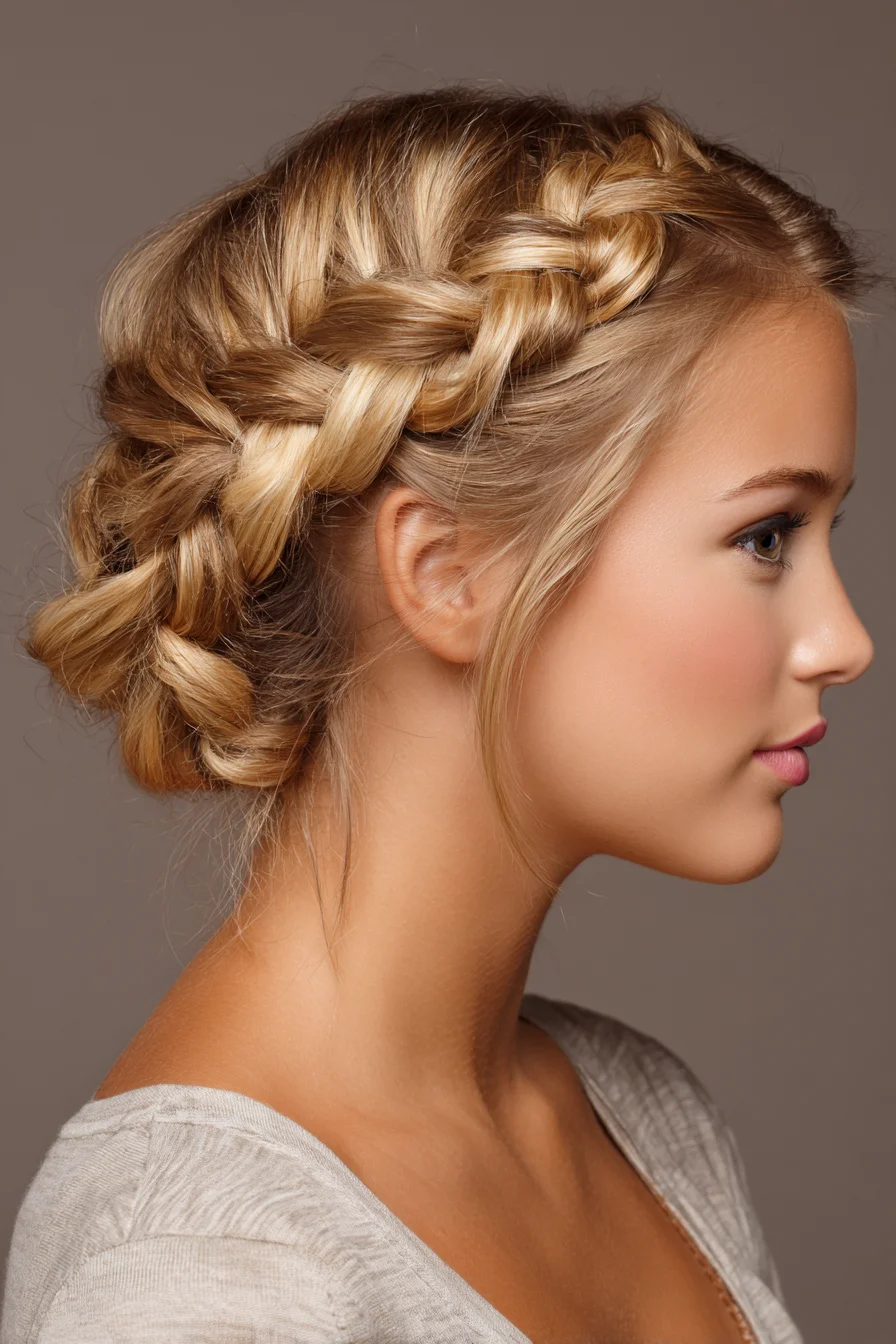 Crown Dutch Braid Updo — Textured Braided Updo for Medium to Long Hair