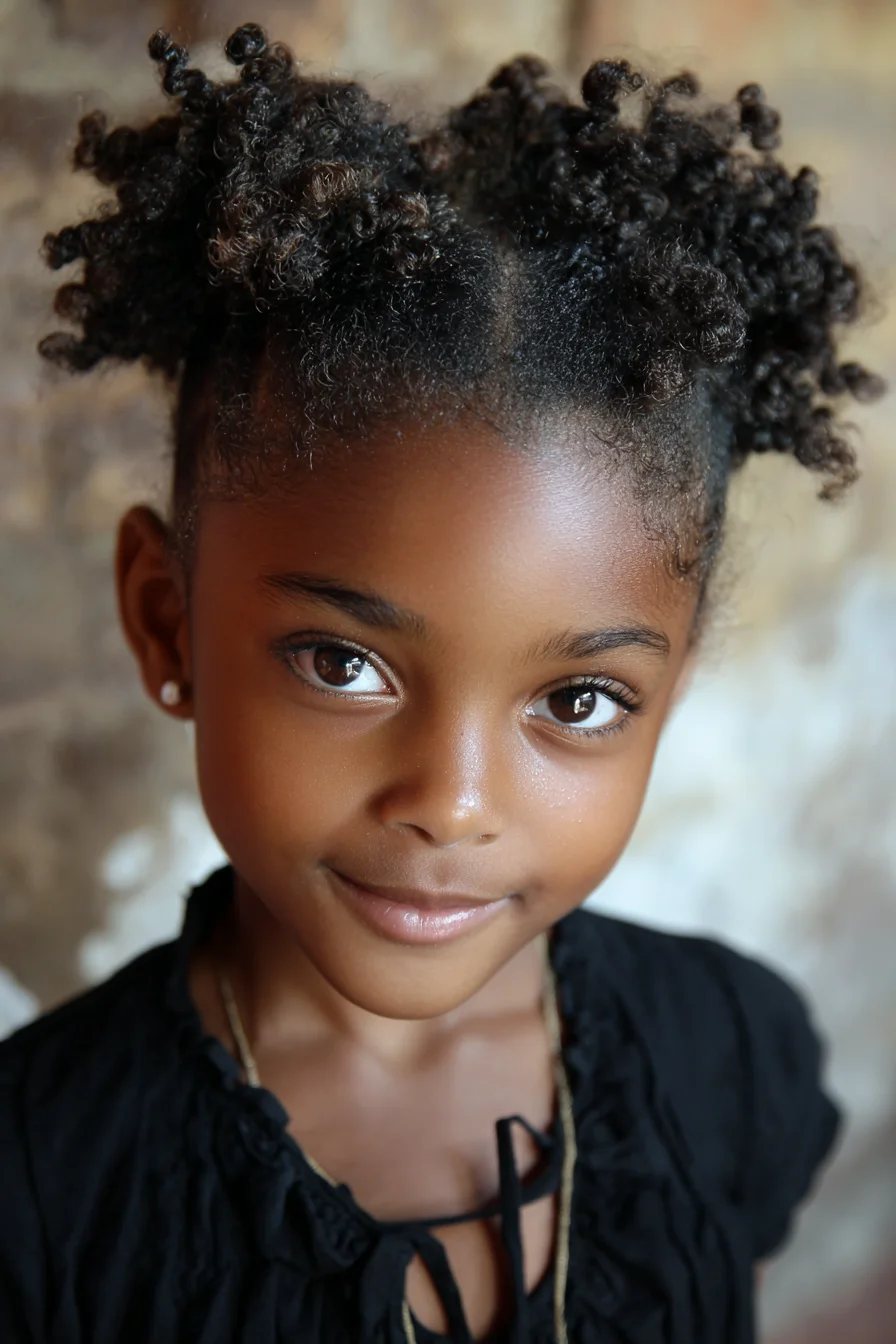 Defined Two Puffs with Finger Coils — Natural 3B–4C Curly Style