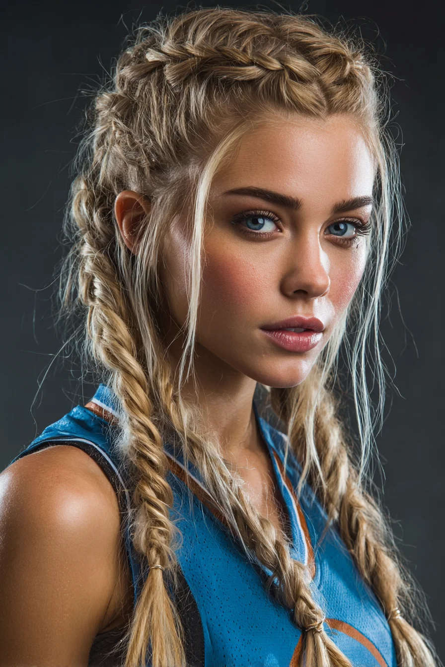 Double Dutch (Boxer) Braids with Textured Fishtail Ends
