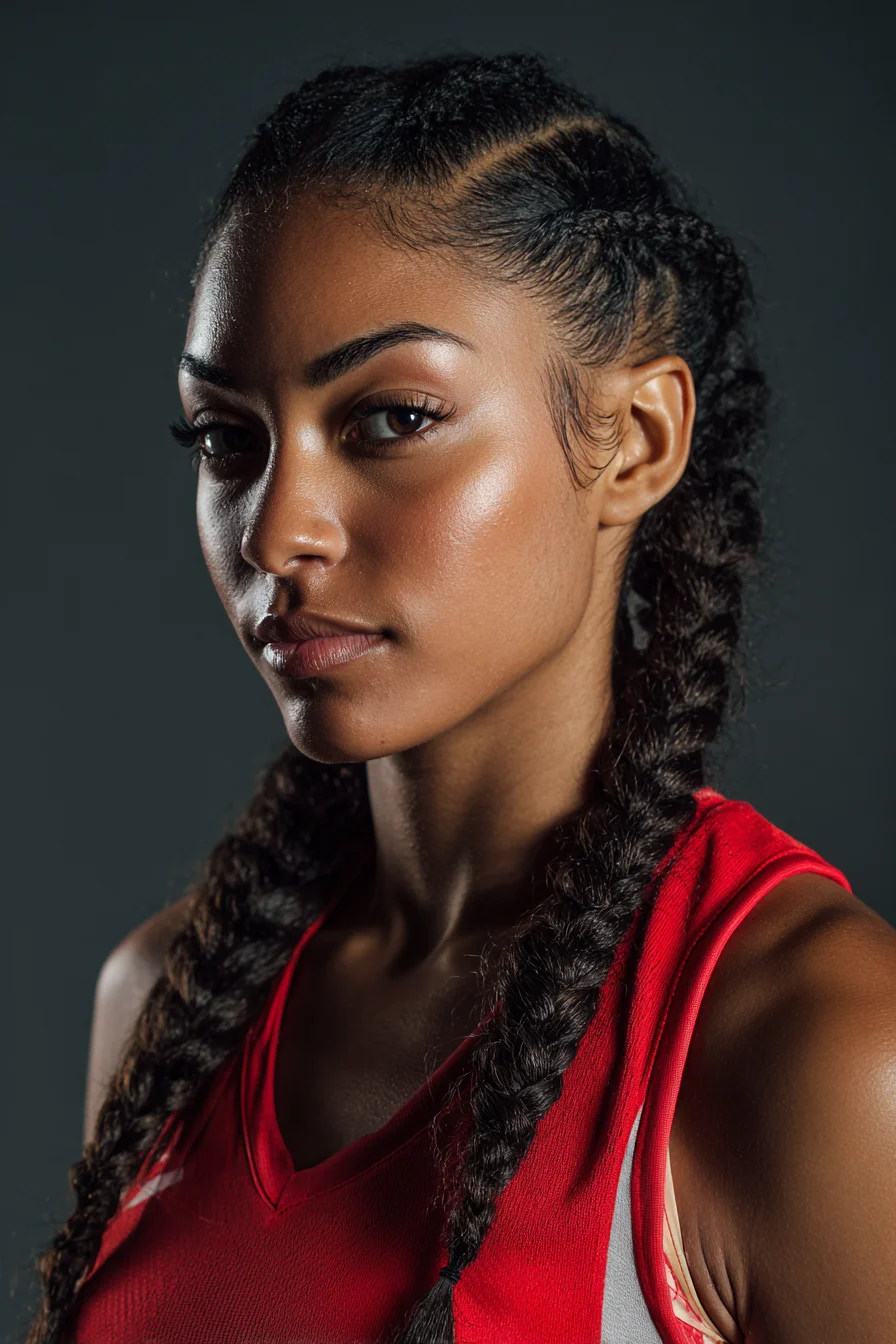 Double Dutch Cornrows into Thick Boxer Braids — Protective, Sport-Ready Style