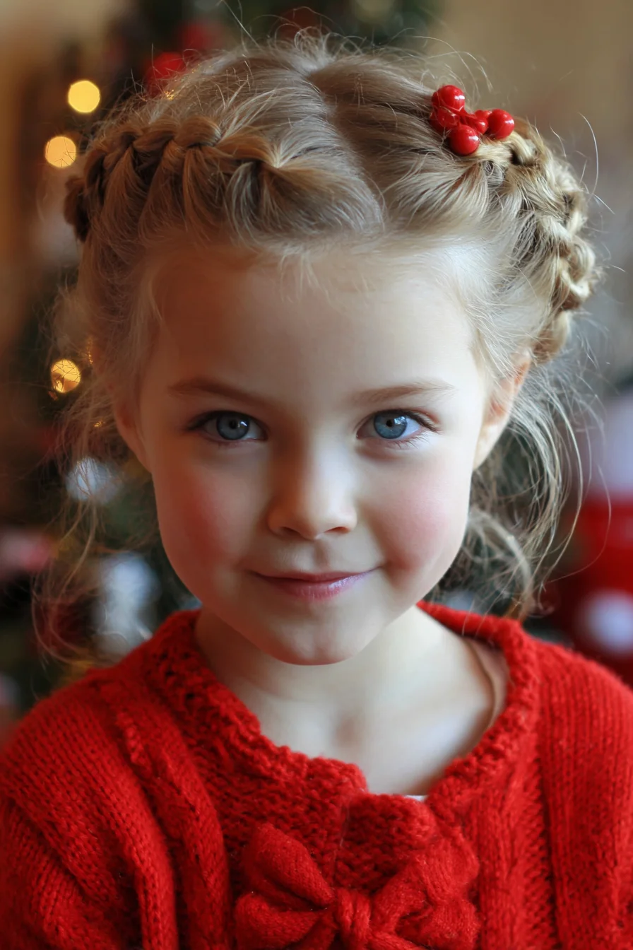 Double Dutch Crown Braids with Decorative Pin