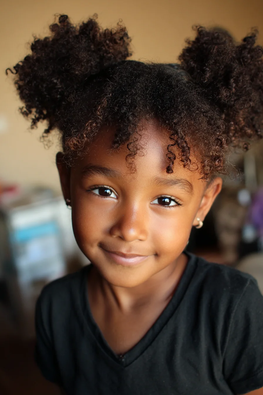 Double High Puffs with Defined Baby Curls — Natural Curly/Kinky Hair