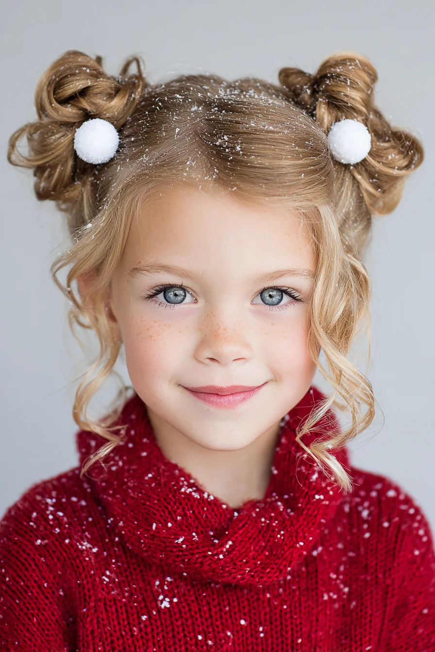 Double Twisted Space Buns with Loose Face‑Framing Curls