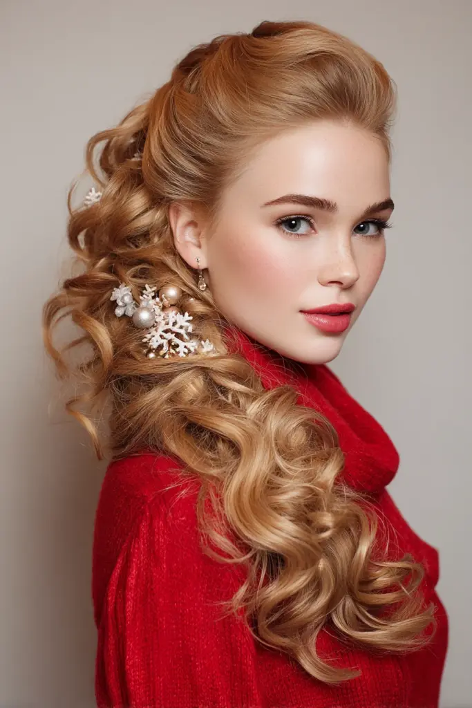 28 Glam Christmas Party Hairstyles for Women: Updos, Curls & Braids Featured Image