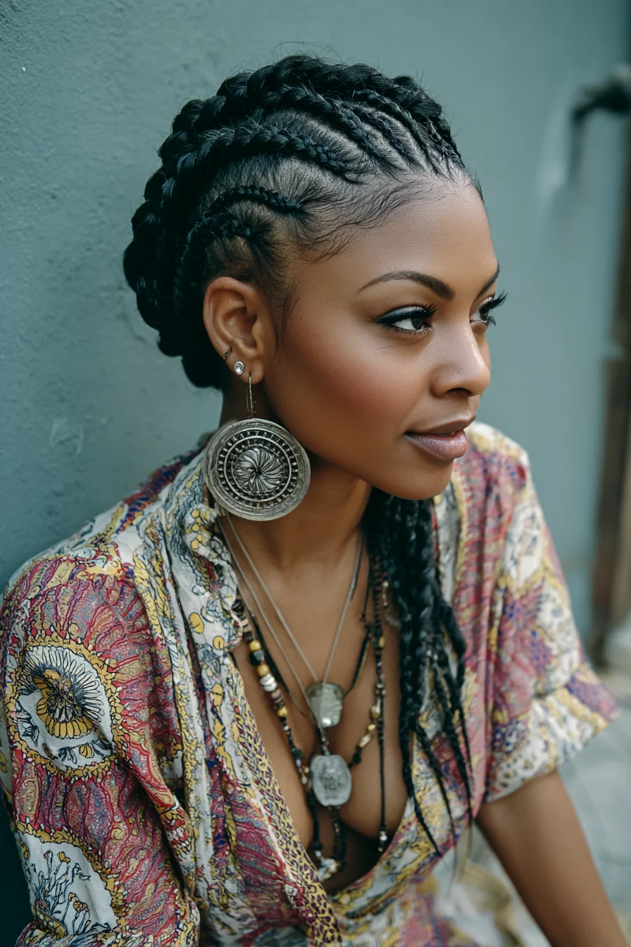 Feed‑in Cornrows to Braided Crown — Protective Cornrow Updo with Edge Styling
