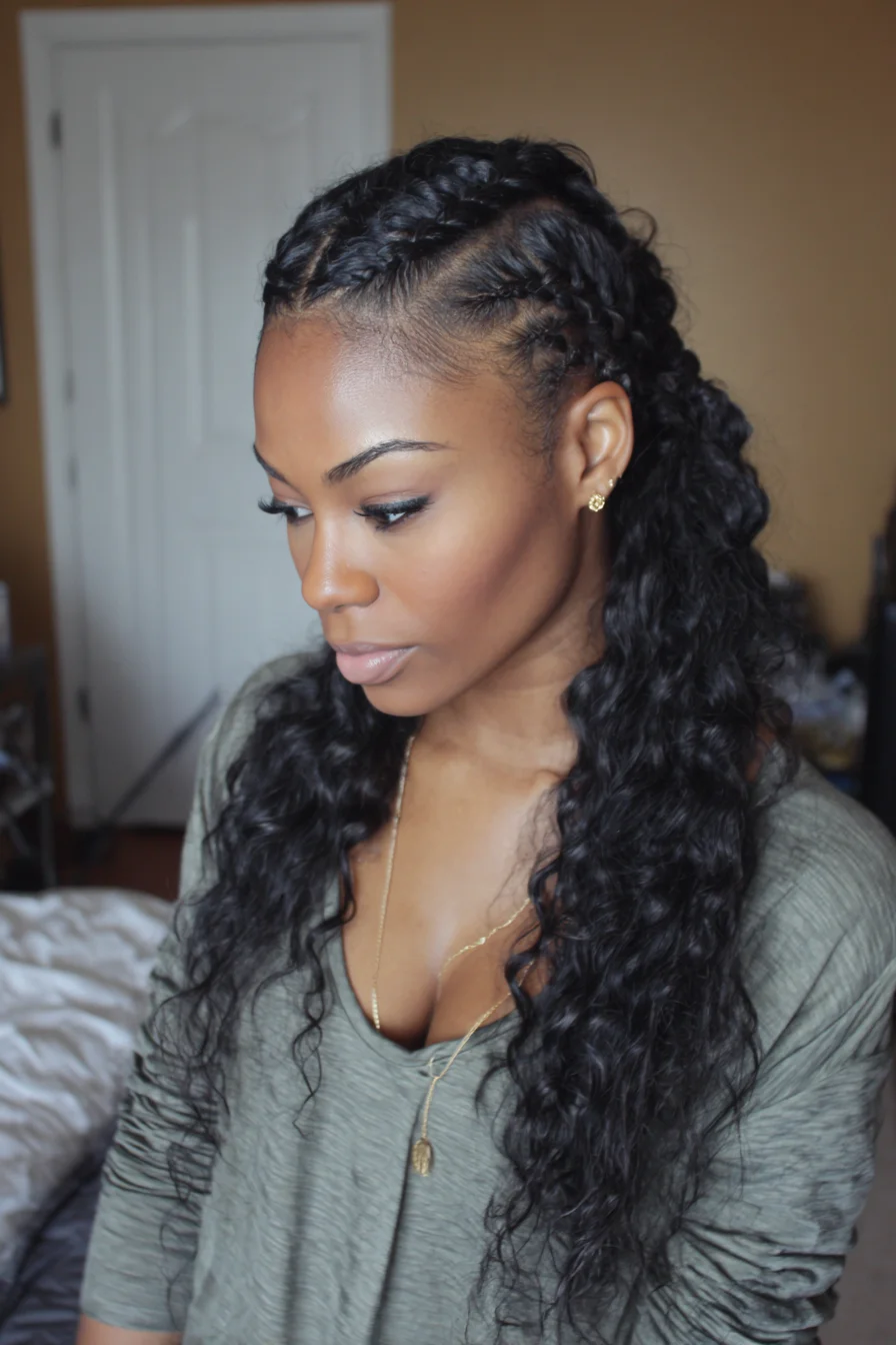 Half‑Up Cornrow Braids with Loose Textured Waves