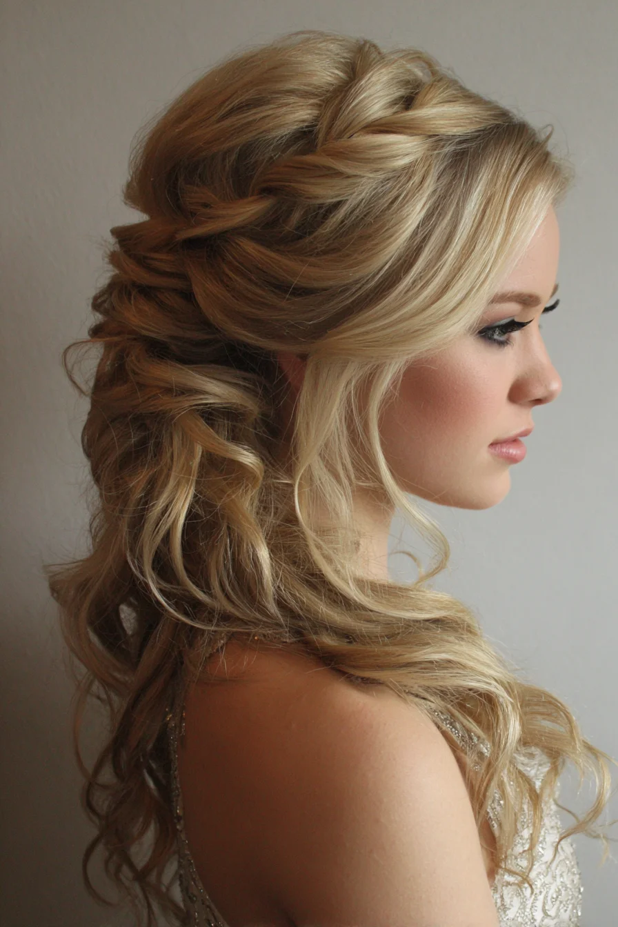 Half-Up Twisted Braid with Loose Waves — Long Wavy/Blonde Hair Styling