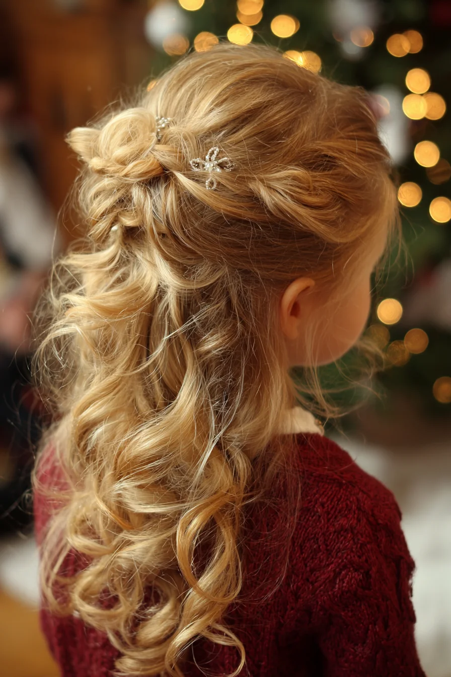Half-Up Twisted Curls with Decorative Pins — Romantic Half-Up Hairstyle