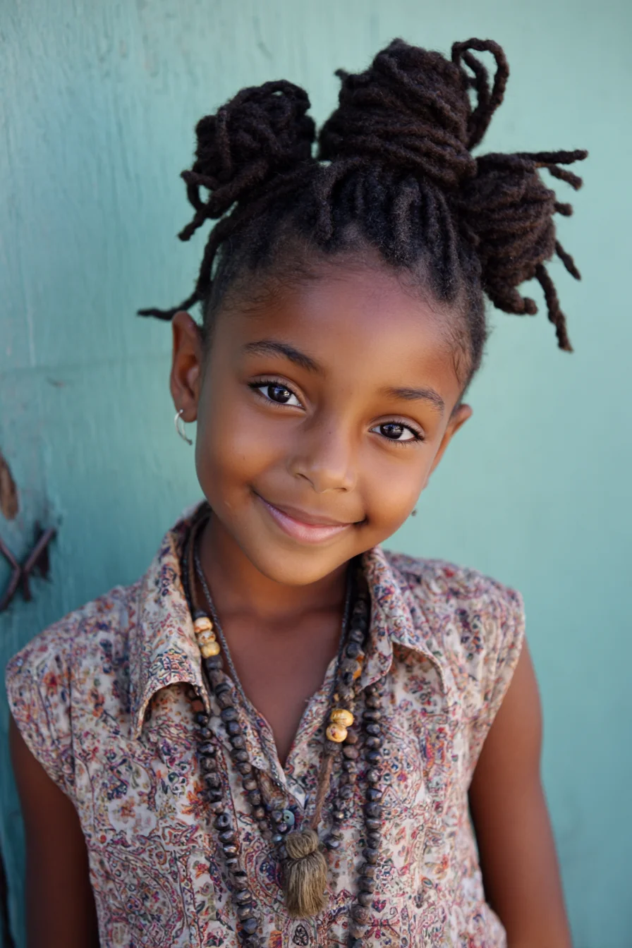 High Double Dreadlock Buns with Styled Edges — Natural Locs Updo