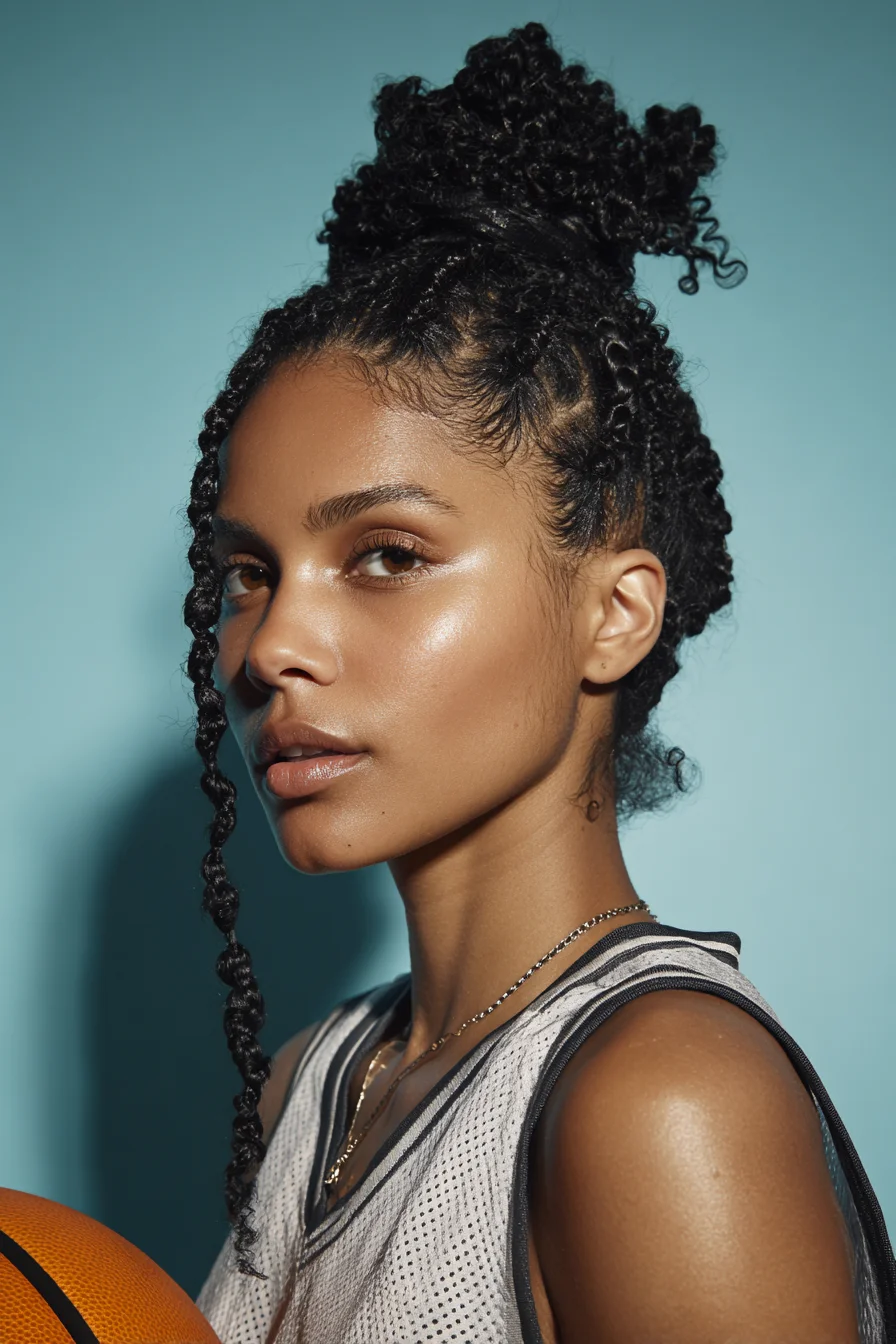 High Textured Top Knot with Mini Twists and Face‑Framing Twists