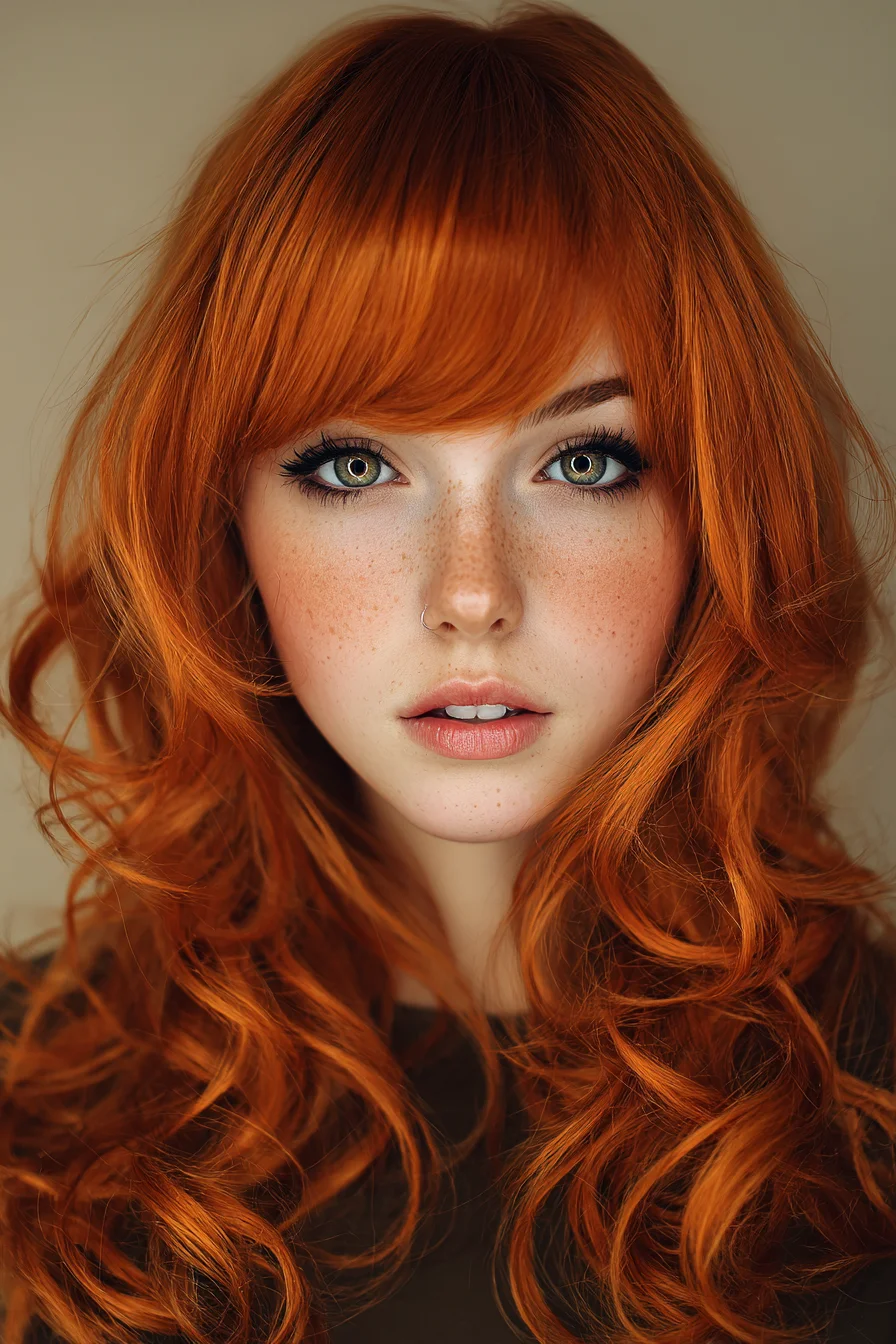 Long Copper-Red Layered Waves with Side-Swept Fringe
