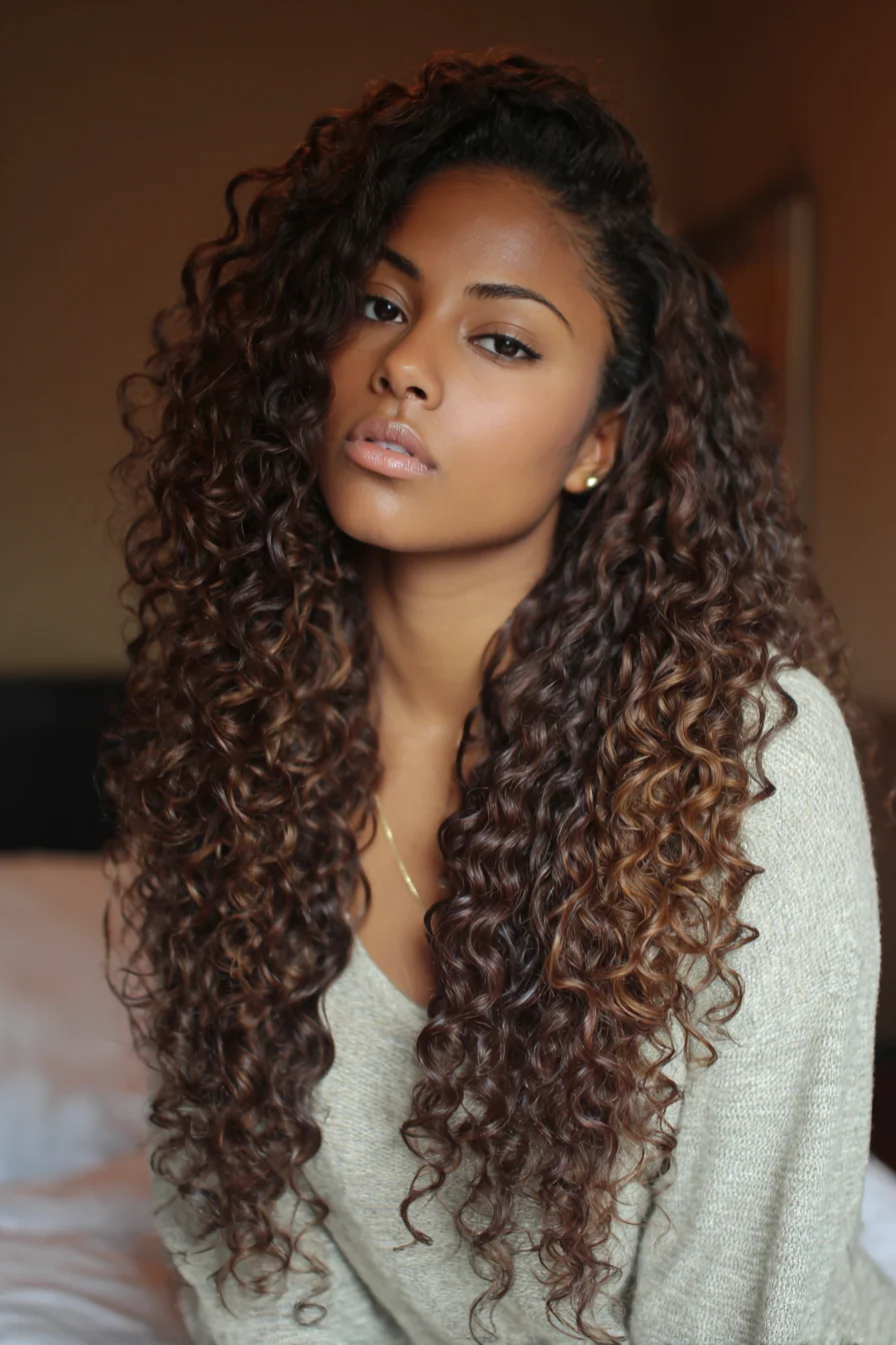 Long Defined Spiral Curls with Layers — Voluminous Curly Hairstyle