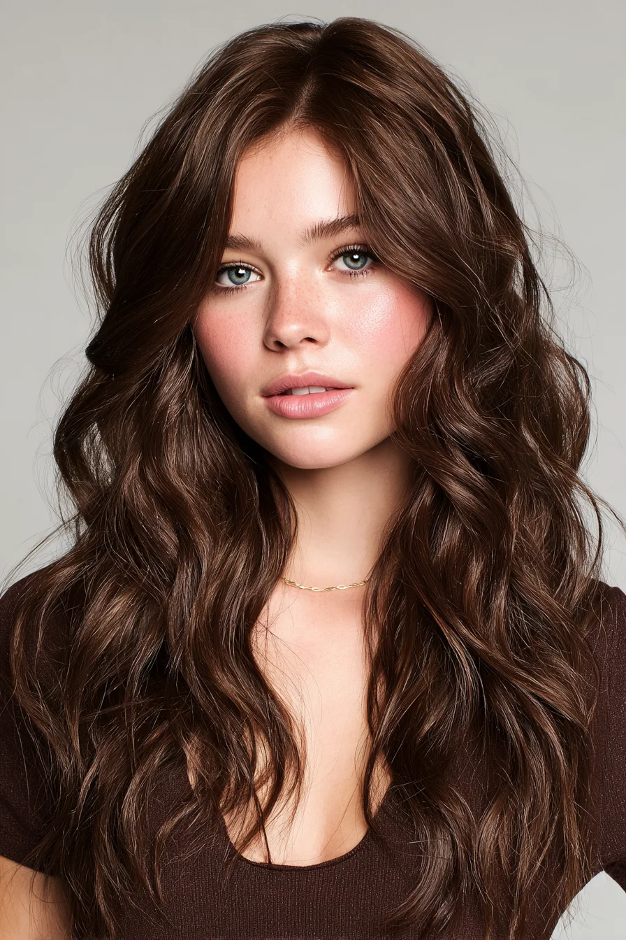 Long Face‑Framing Layered Waves — Soft Beachy Texture