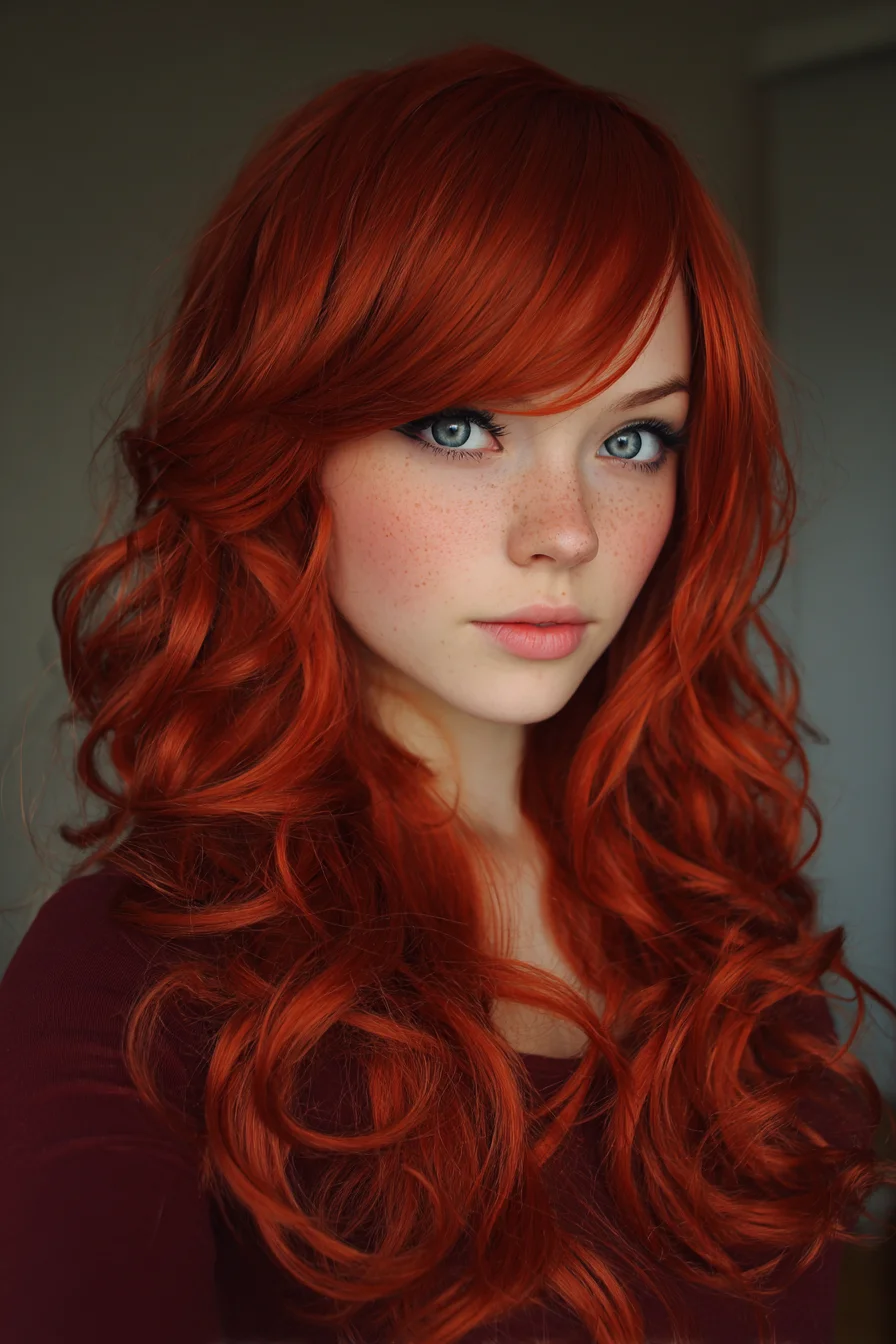 Long Layered Copper Waves with Side-Swept Fringe