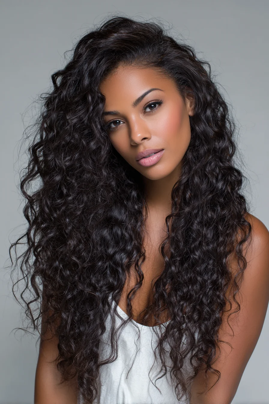 Long Layered Natural Curls — Voluminous Defined Curly Style