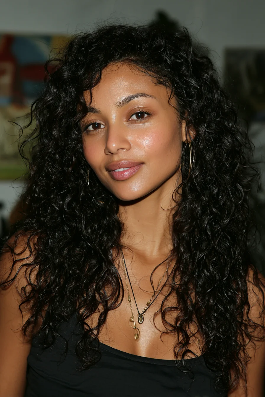 Long Layered Natural Curly Hair with Face‑Framing Layers