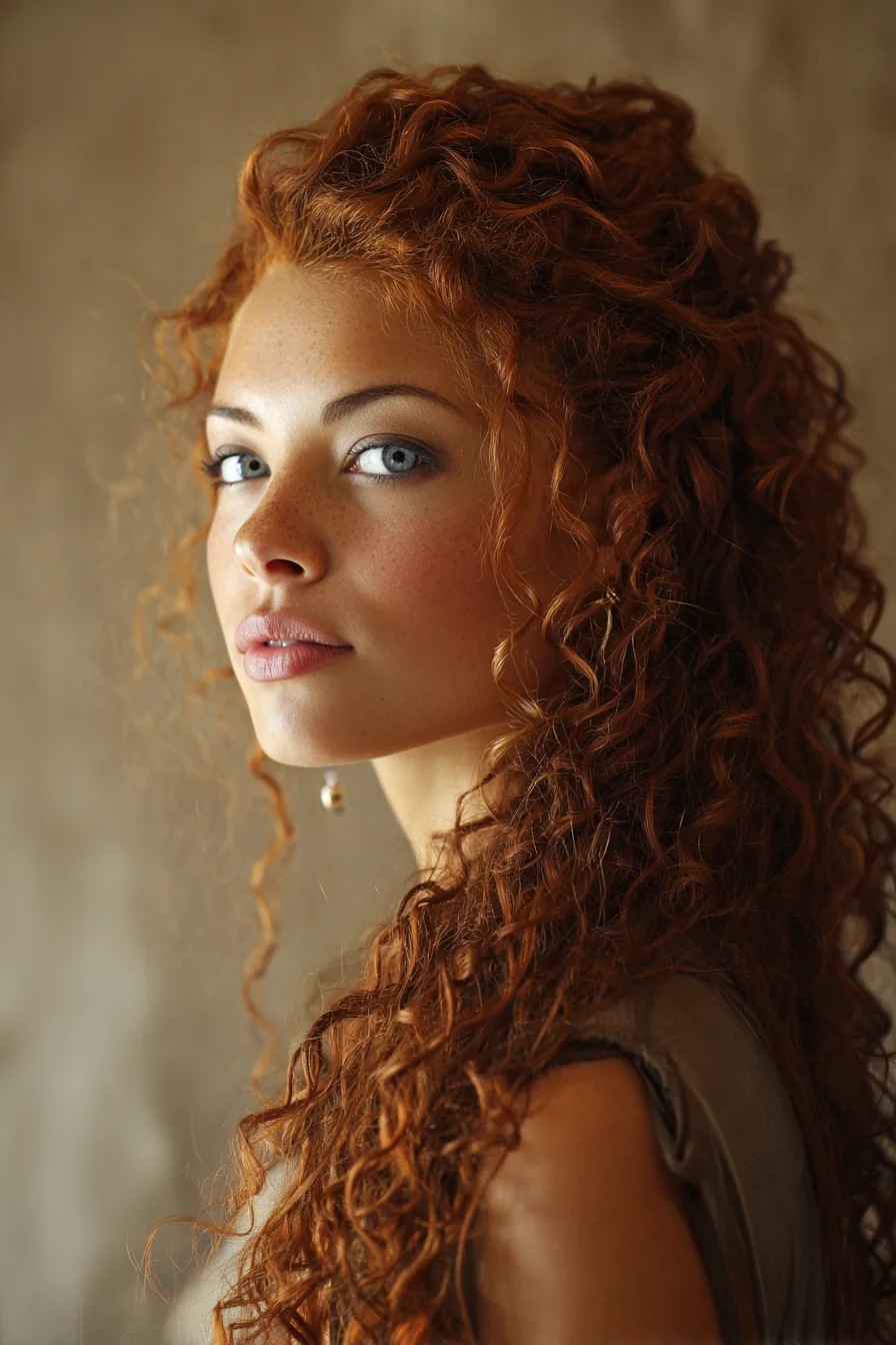 Long Layered Natural Curly Red Hair with Defined Ringlets