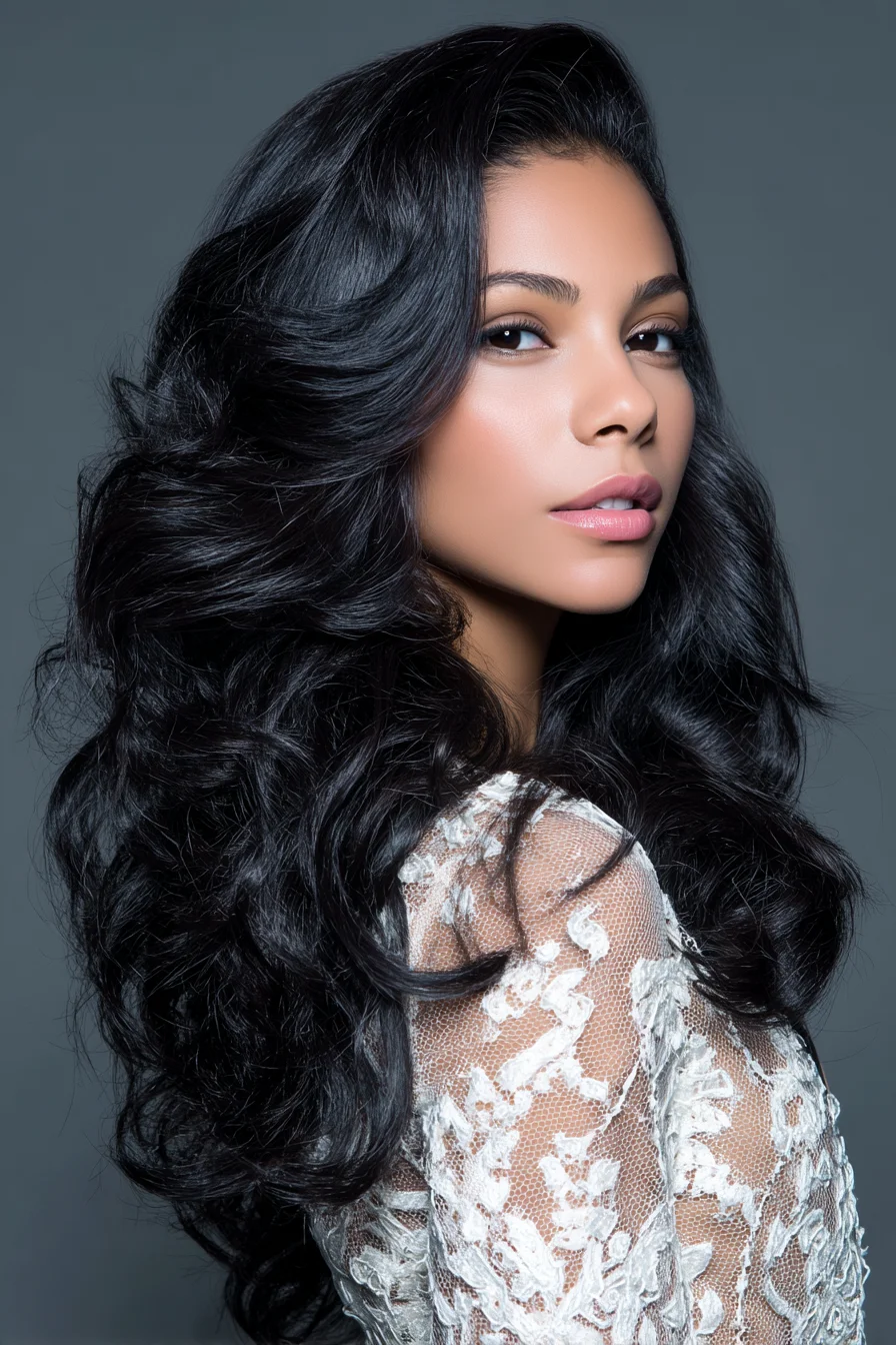 Long Layered Voluminous Waves — Hollywood-Style Blowout
