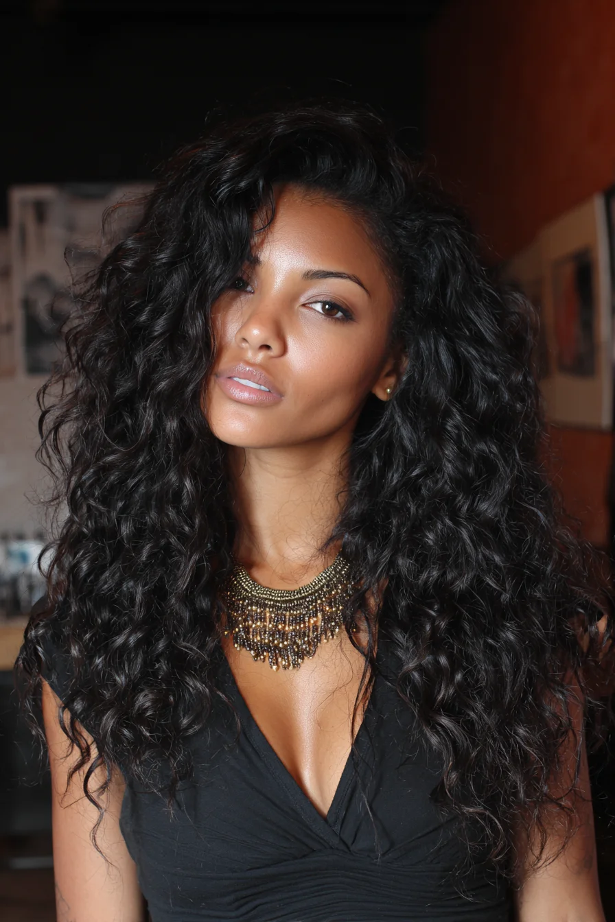 ## Long Voluminous Defined Curls — Layered Natural Texture