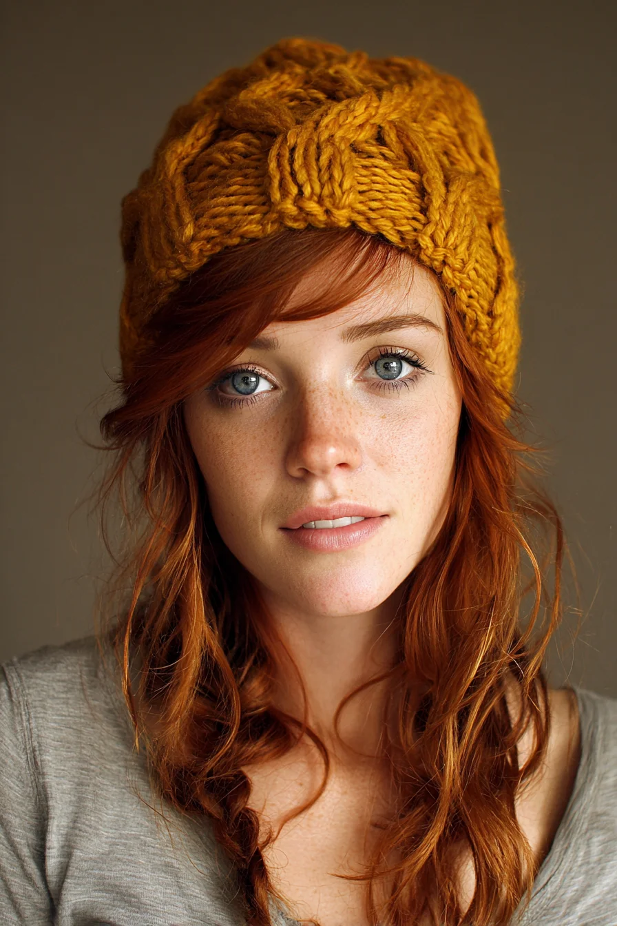 Loose Boho Waves with Side‑Swept Fringe — Textured Hat‑Friendly Style