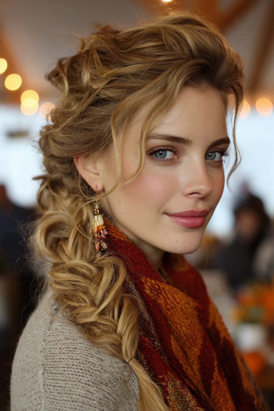 Loose Textured Fishtail Braid with Soft Face‑Framing Tendrils